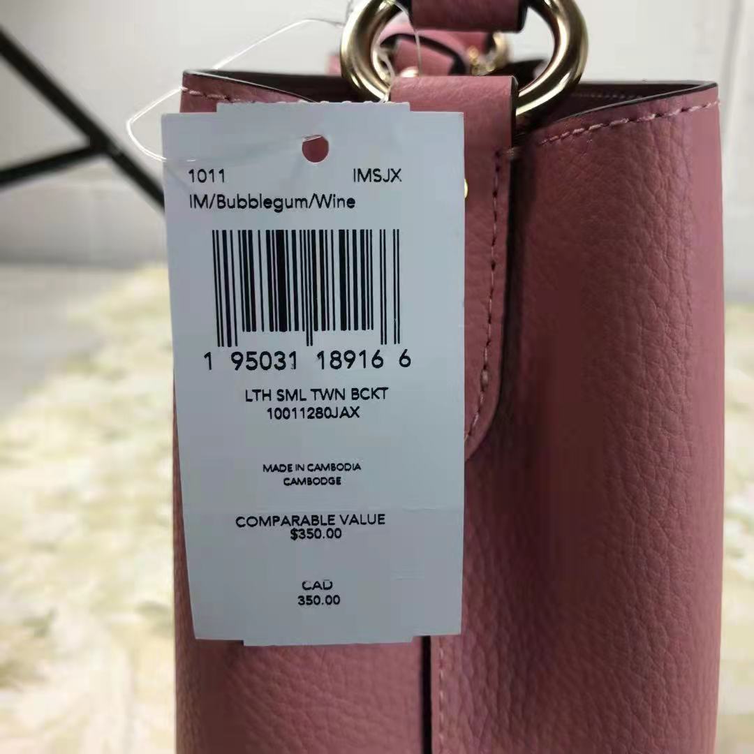 COACH 1011 SMALL TOWN BUCKET BAG IN BUBBLEGUM/WINE COACH 1011 SMALL TOWN BUCKET BAG IN BUBBLEGUM/WINE